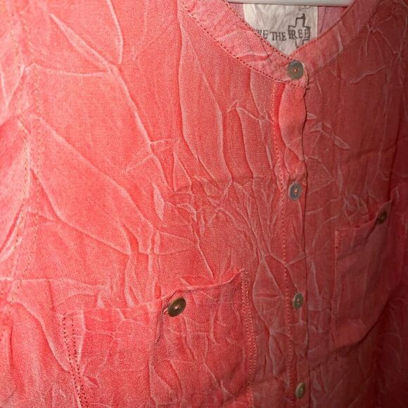 Free People We the Free Viscose Dark Coral Gauze Blouse size M Orange top - Picture 7 of 8